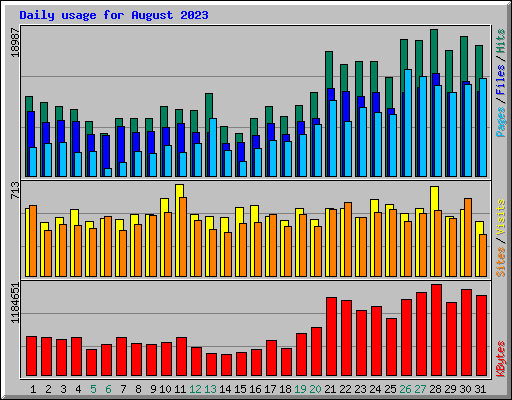 Daily usage for August 2023